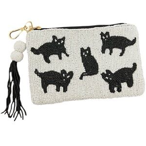 Wandering Moon Beaded Black Cat clutck Pouch - TikTok Viral Travel Bag NWT